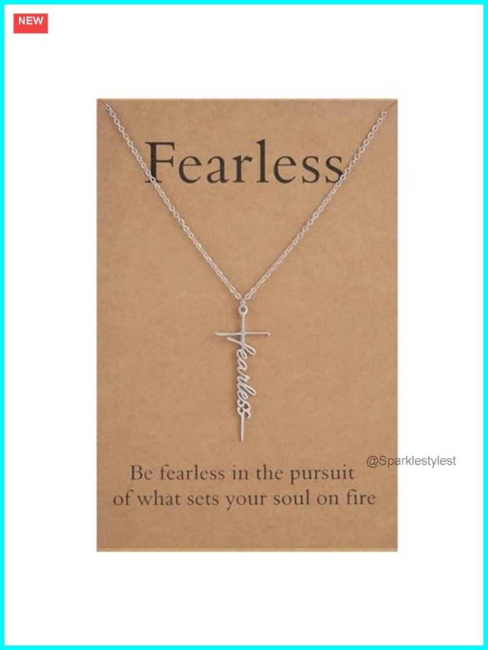 Faith Cross Pendant Necklace Stainless Steel Fearless Gift